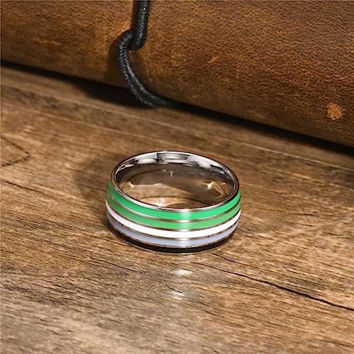 Image of Unisex 8mm Colorful Stripes Pride Ring | Stainless Steel, Unique Cool Enamel, Homosexuals LGBT Gay, Eternity Couple Wedding Band