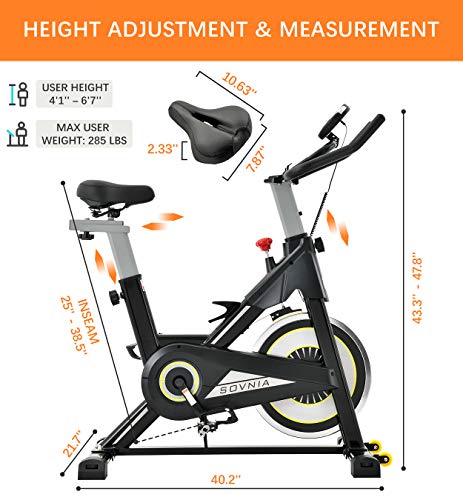 Sovnia Exercise Bike, Stationary Bikes, Fitness Bike with iPad Holder, LCD Monitor and Comfortable Seat Cushion, Whisper Quiet Indoor Cycling Bikes Perfect for Home Gym Workout (black) - Home Fitness Guru Sovnia Exercise Bike, Stationary Bikes, Fitness Bike with iPad Holder, LCD Monitor and Comfortable Seat Cushion, Whisper Quiet Indoor Cycling Bikes Perfect for Home Gym Workout (black) - Image 6