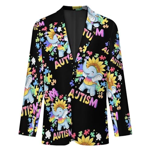 Autism Awareness Elephant Casual Men's Blazers Two Button Lapel Suits Jacket Lightweight Sport Coats4