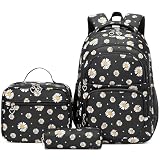 Createy Girls Backpack, Daisy Backpack for Girls School Bags Elementary Bookbags Primary School Backpack Kids Backpack with Lunch Box and Pencil Case