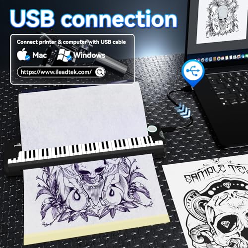 Image of PeriPage P90-Pino Wireless Tattoo Stencil Printer, Thermal Tattoo Machine with Inkless Tech, Inspired by Piano Design Portable Tattoo Printer Kit Compatible with Phone, Pad & PC