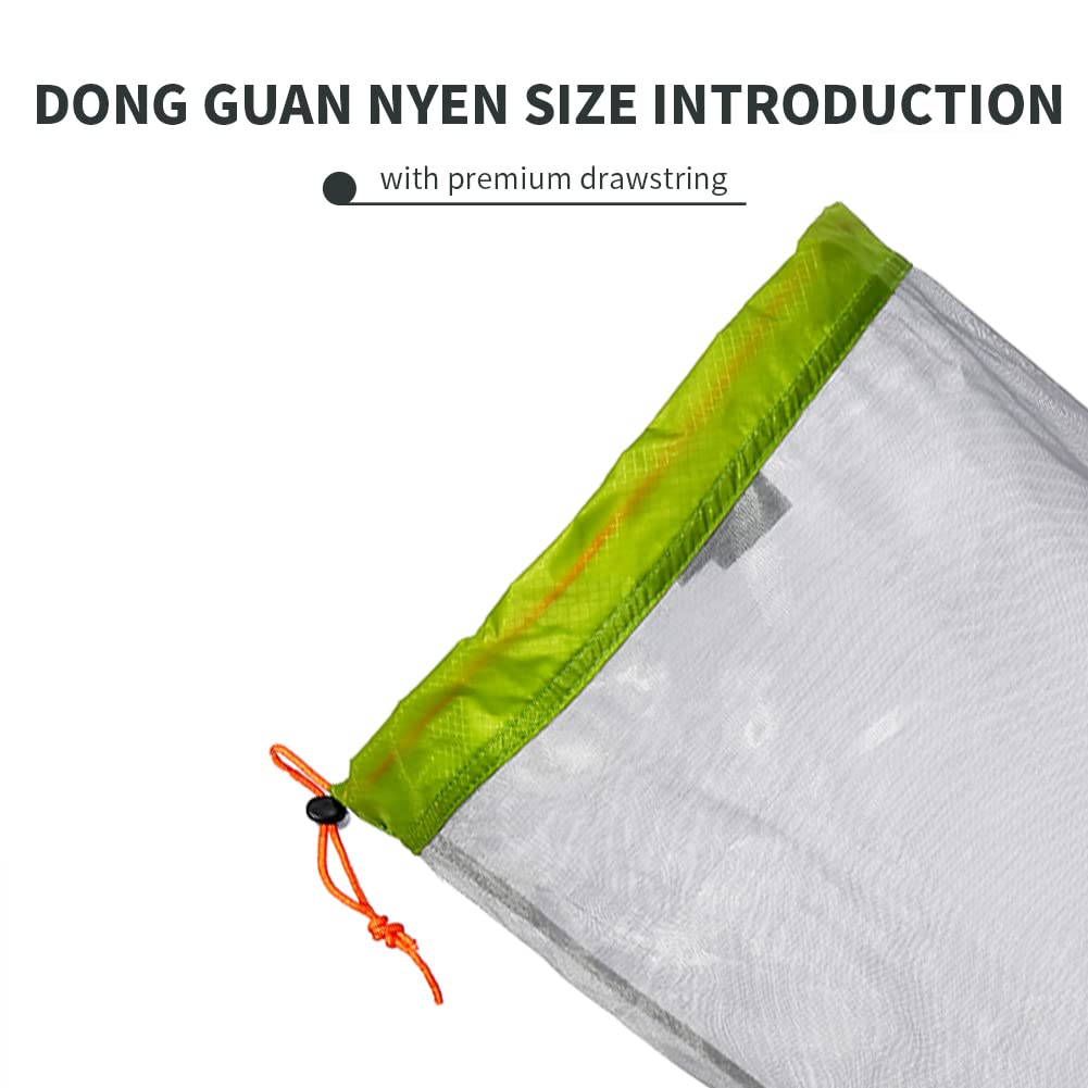 VGEBY Nylon Mesh Stuff Storage Sack Drawstring Mesh Bag Drawstring Sleeping Bag Storage Sack for Camping Hiking Backpacking (L-Green)