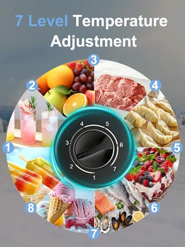 Image of Chest Freezer WANAI 2.2 Cu.Ft Freezer Free-Standing Top Door Freezer Adjustable 7 Thermostat and Removable Basket Open Deep Freezer Apartment Kitchen, Black