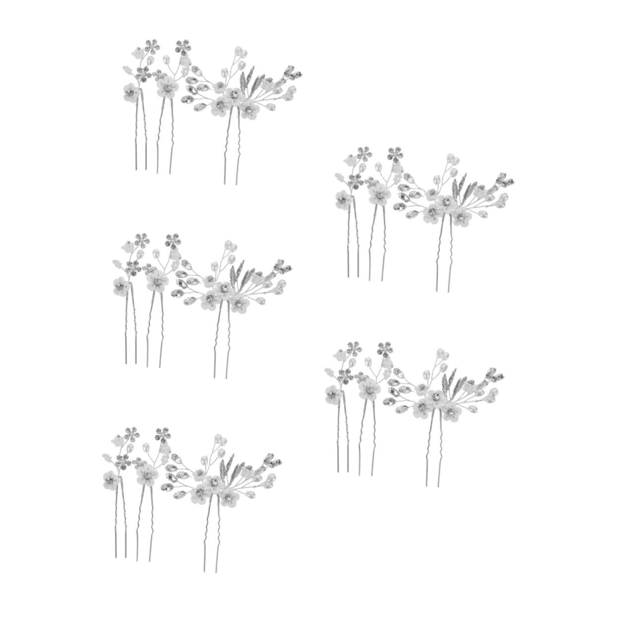 15 Teiliges Braut Haarnadeln mit U-förmigen Perlen und Strass Blumen Sichere Haarnadeln für Hochzeit Eleganter Haarschmuck für Braut und Hochzeitsfrisuren