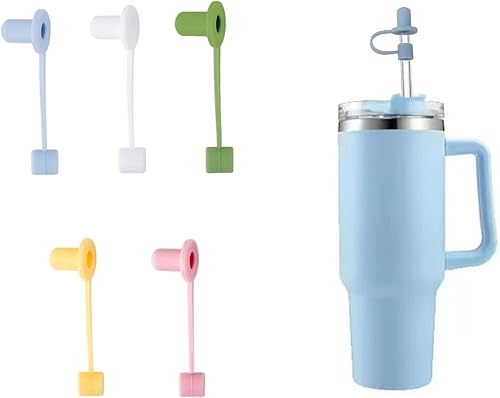 Miniatura 1 de Kaya - 5 fundas minimalistas de silicona para pajillas, reutilizables y expandibles, para popotes de hasta 0.4 pulgadas / 0.394 in