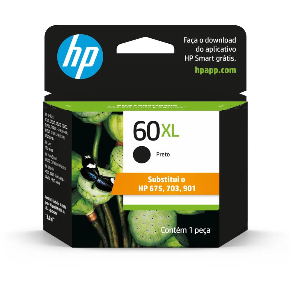Cartucho HP 60XL preto Original (CC641WB) Para Impressora Deskjet