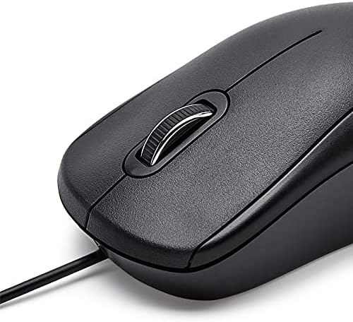 Amazon Basics 3-Button USB Wired Quiet Mouse  Black