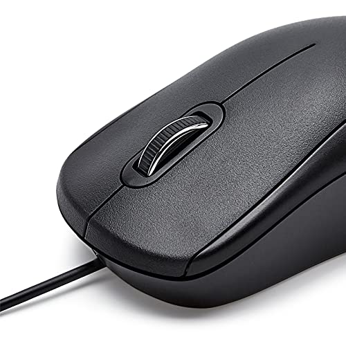 Amazon Basics 3-Button USB Wired Mouse with Precision Scroll Wheel, 1000 DPI, Ergonomic Grip, Plug and Play, 6-foot Cable, Black view 4