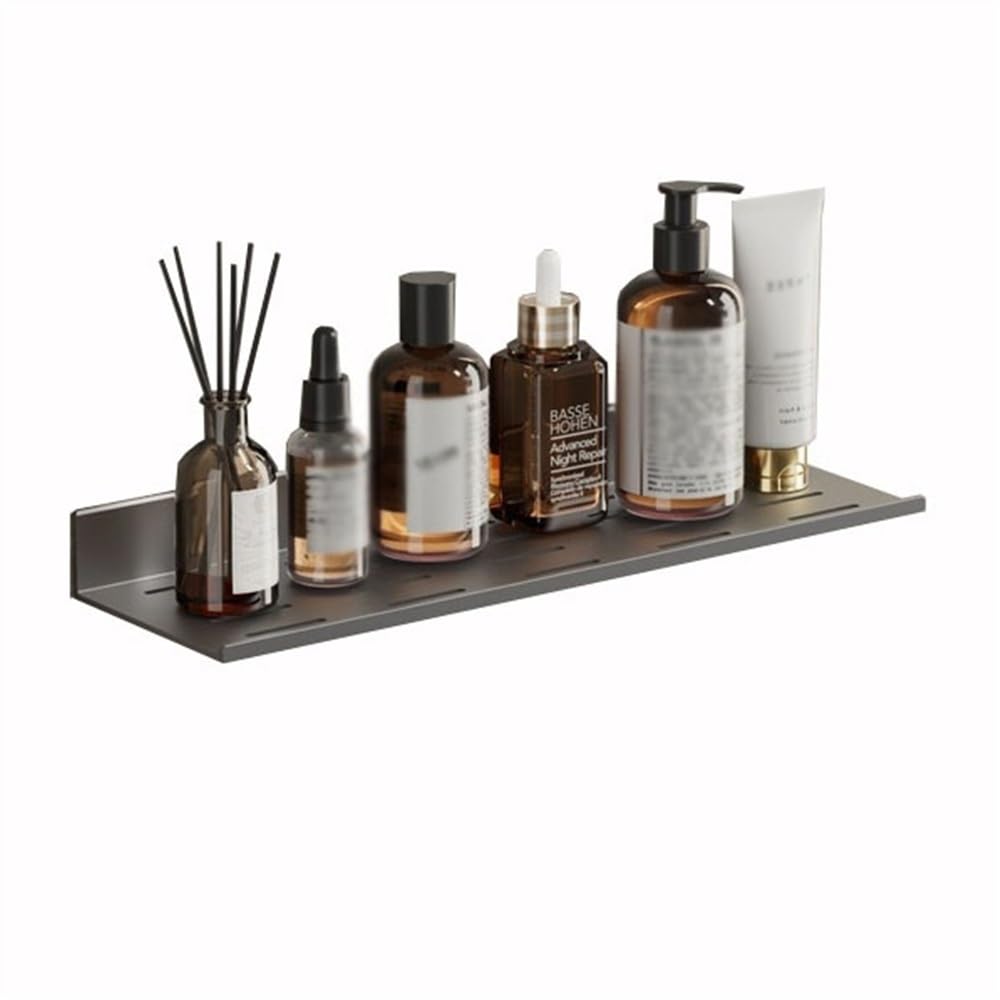 SaryEdge Floating Bathroom Shower Caddy - No Drill Aluminum Shelves with Lip & Drain Holes, Wall Mounted nizer for Bathroom, Kitchen & Living Room - Milk White,Gun Gray-90cm