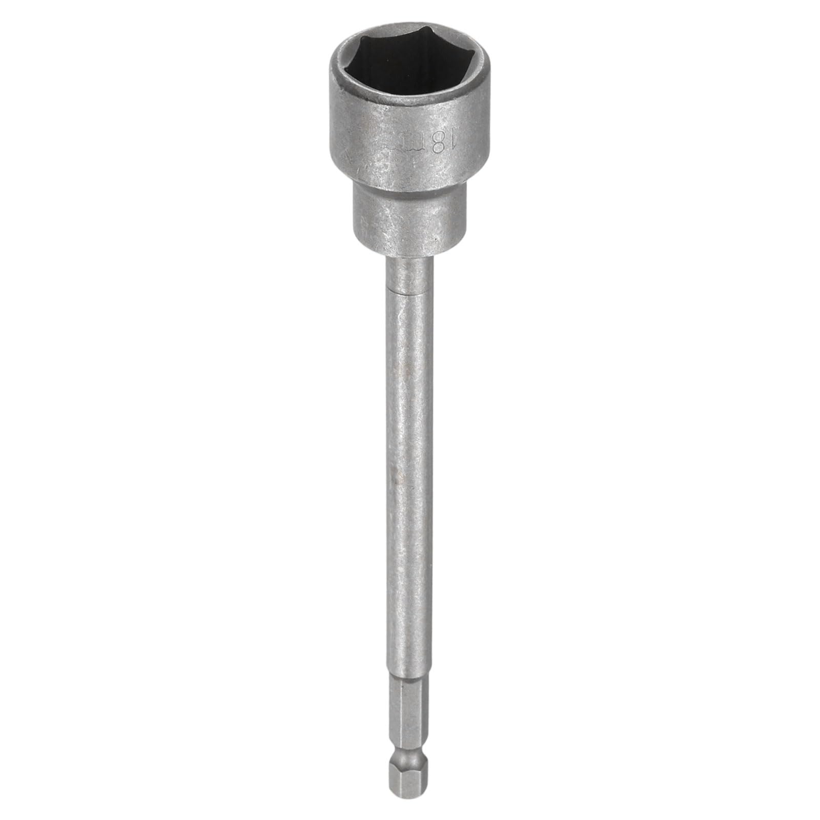 sourcing map Nut Driver Drill Bit 18mm Metric Impact Socket 1/4" Hex Shank 6" (150mm) Extra Long Magnetic 6-Point Sockets Quick-Change CR-V Steel Bolt Setter for Power Drill Drivers — image 1