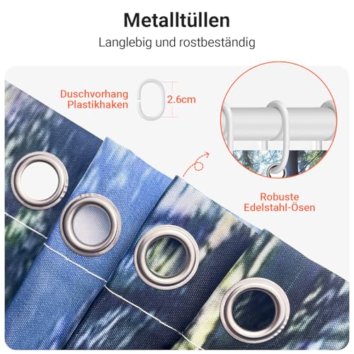 Lerores Shower Curtain, 150 x 180 cm, Forest Jungle, Weighted Hem, Anti-Mould Textile, Water-Repellent - Image 3