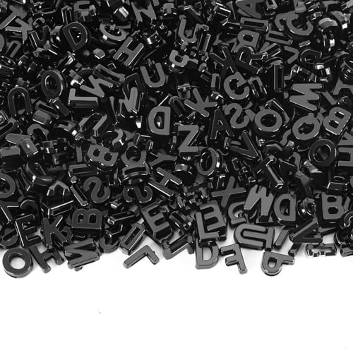 Augshy 400Pcs Black Large Alphabet Letter Beads for Chunky Jewelry Crafts