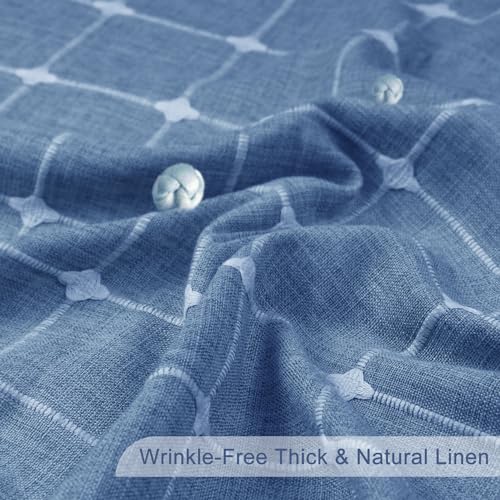 ggaimwf Boho Style Blue Shower Curtain for Bathroom Modern Farmhouse Minimalist Country Bathroom Curtains Heavy Fabric Linen Fabric Shower Curtain with Tassels 72x72 Inch - Image 4