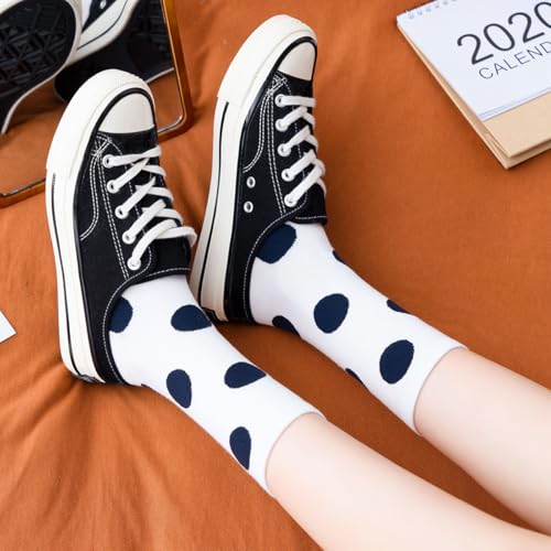 Image of DZALS Women Crew Socks Cotton Colored Boot Socks for Women Girls Ladies 6 Pairs, Size 5-9