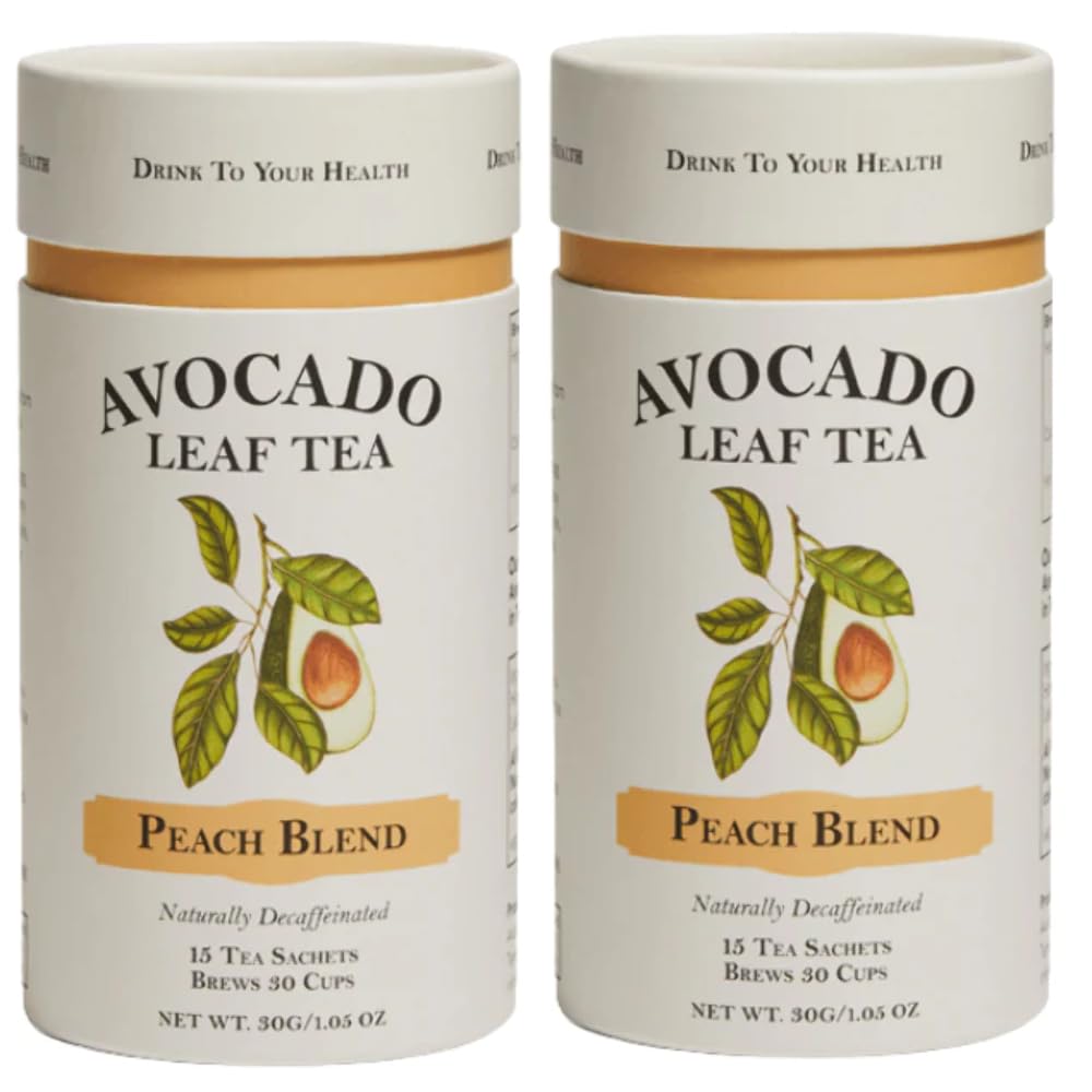 Avocado Leaf Tea Peach Blend - 2 Pack | Caffeine-free | Healthy Herbal Tea | Immune Booster | Cold Brew or Hot Tea | 30 Tea Bags - 60 Servings (Gluten