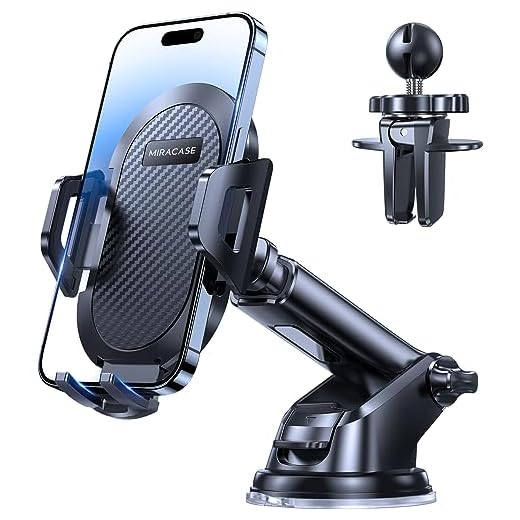 Miracase Porta Cellulare Auto, [Livello Militare Aspirazione Affidabile] Supproto Telefono Auto Universale, Per il Cruscotto & Bocchette di Aerazione E Parabrezza Adatto a Tutti Smartphone