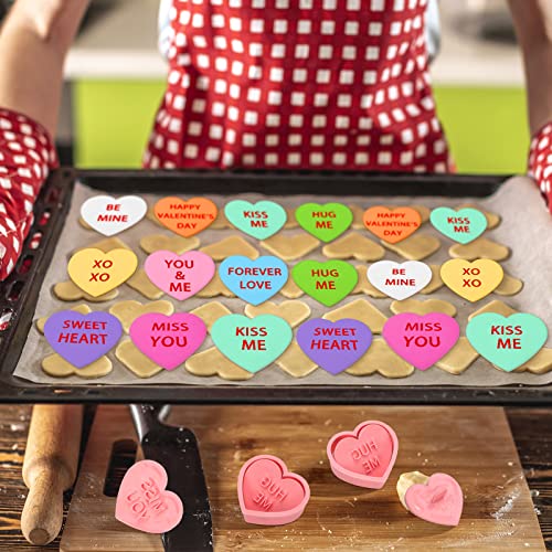 20 Pcs Valentine's Day Cookie Cutters Conversation Hearts 3D Cookie Stampers Set Valentine's Biscuit Fondant Pastry Cookie Cutter Stamps For Valentine Diy Baking Supplies (Letters) #TOP2