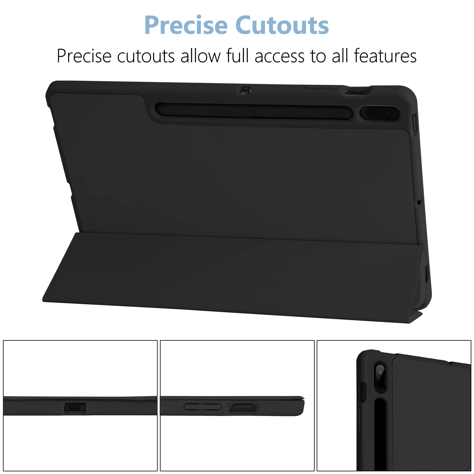 Custodia Compatibile con Samsung Galaxy Tab S7 Fe/S8+ Plus,Con S Pen Holder Cover per 12.4" Galaxy Tab S8+ 2022/S7 FE 2021/Tab S7 Plus 2020, con Portapenne Più Angoli di Visuale (Nero)