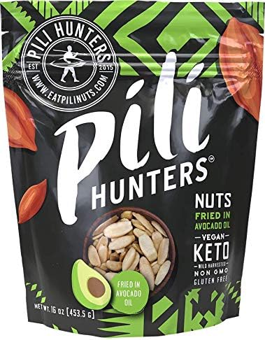 Pili Hunters - Wild Sprouted Pili Nuts, Traditional Fried Avocado Oil (1 lb Bag) Keto/Paleo/Vegan Snacks, Low Carb Energy, Gluten Free, Superfood, The Original As Seen on TV