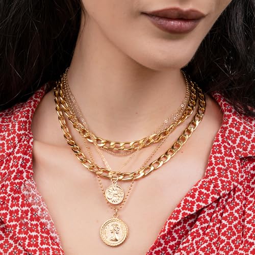 Zadin Gold Plate Pirate Jewelry Necklace For Women, Chunky Accessories Jewels Costume De Piratas Para Mujer2