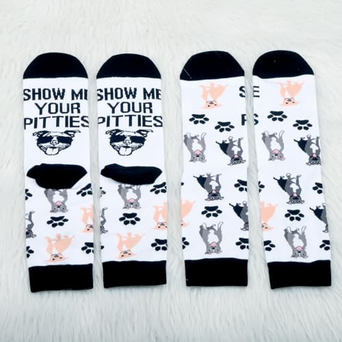 2 Pairs Pitbull Socks Gift For Dog Lovers Pitbulldog Owners Gift Show Me Your Pitties Socks Pitbull Mom Gift Pittie Gift2