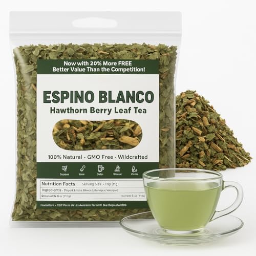 5oz Espino Blanco Te Herbal (Hawthorn Berry) Herbal Tea - Premium Hoja de Calidad | 100% All-Natural Loose Leaf| Non-GMO Mexican Herbal Tea Wildcrafted.