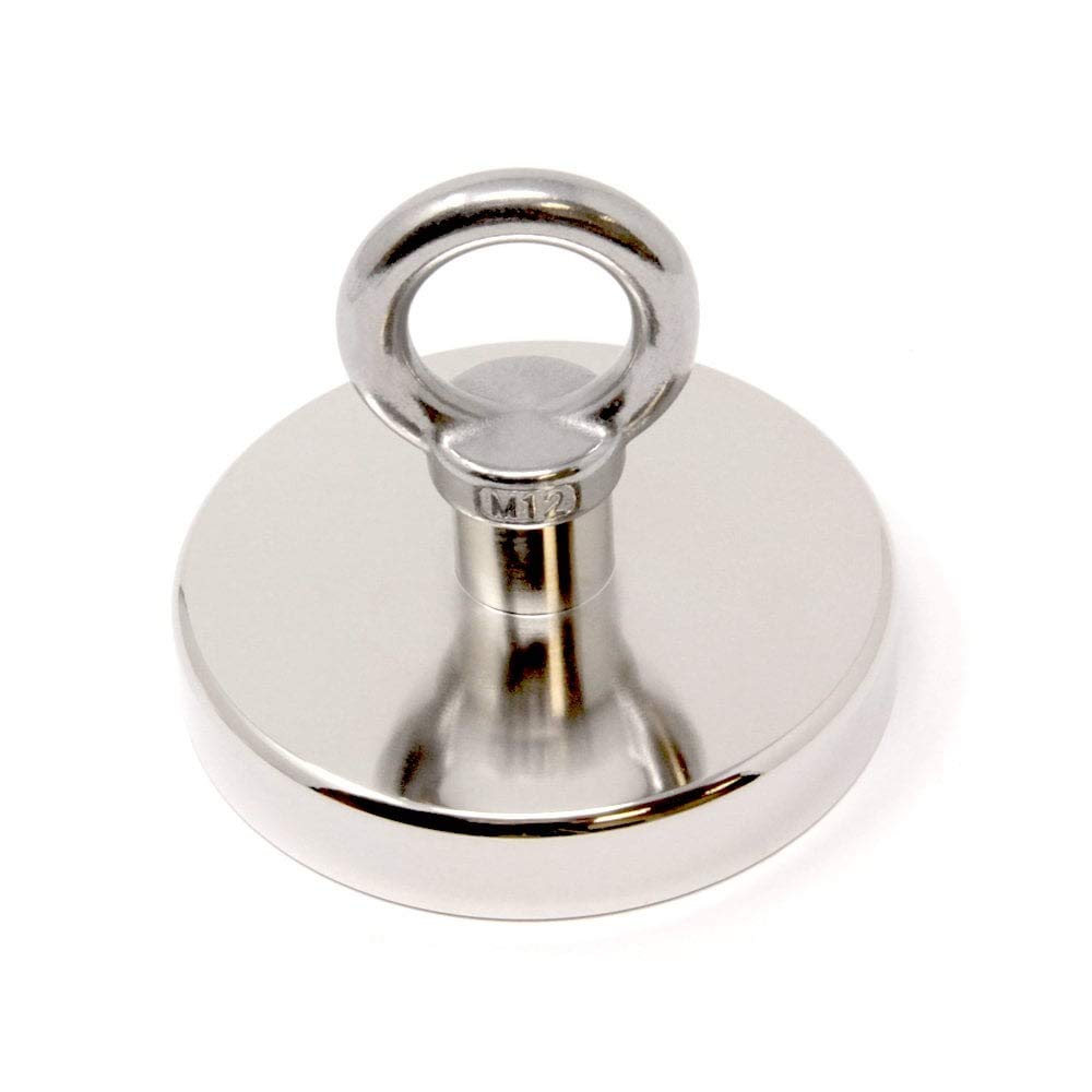 Magnete Di Serraggio Tornante Della Macchina Per Neodimio Con Eyebolt M12 Per Pesca A Magnete, Caccia Al Tesoro, Recupero, Tenuta, Impiccagione E Visualizzazione Di Oggetti - 100mm Dia - 380kg
