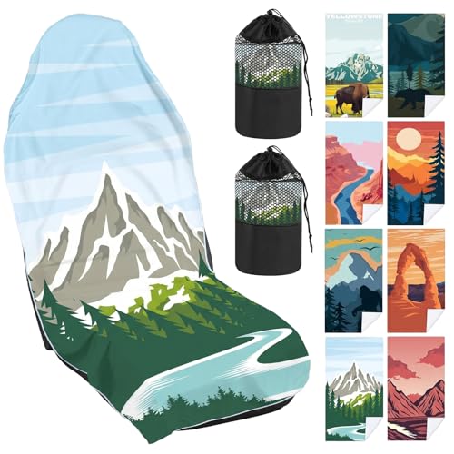 Image of Hahafelt 2 Pack Car Seat Towel Cover with Storage Bag, National Park 1