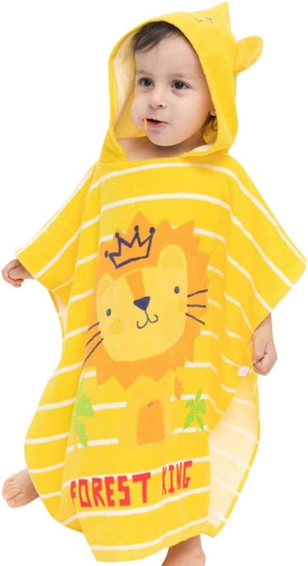 Hilmocho Kids Hooded Beach Towel Poncho Children Bath Towel Bathrobe Animal Cotton Swimming Pool Shower Towel for Boys Girls - Image 3