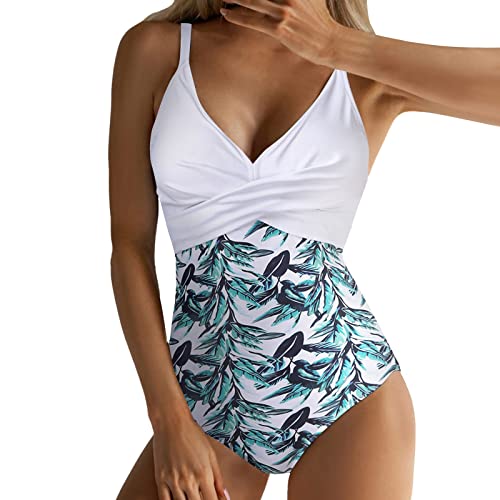 Trajes de Baño Mujer Vientre Plano Bañador Trajes de baño una Pieza para Mujer Traje Talle con Barriga Traje con en la Bañador Talla Grande Tankinis Tallas (Blanca S)