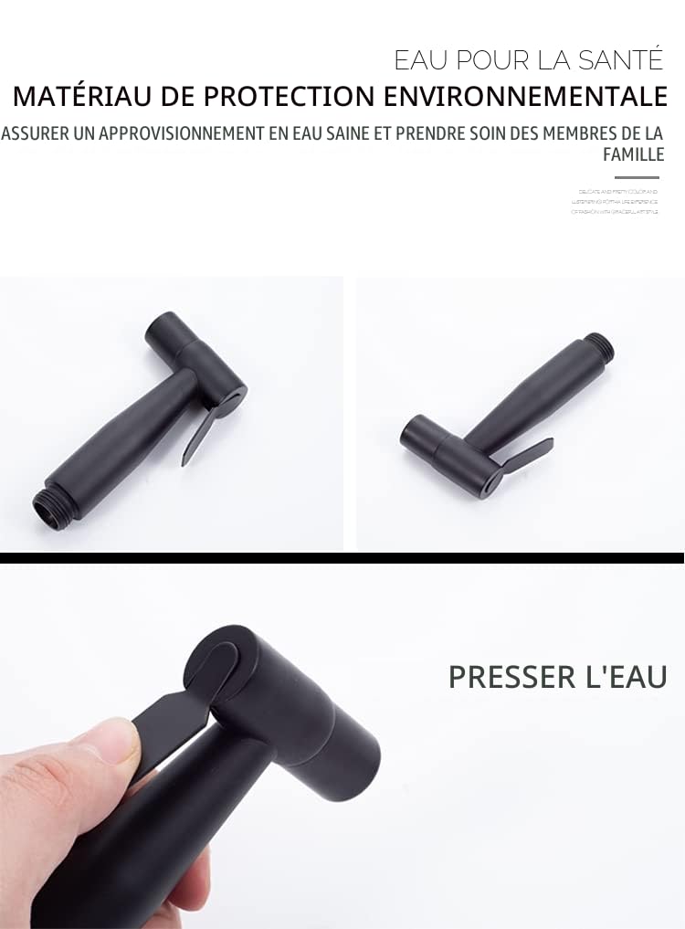 [LOSCHEN] Pulvérisateur de toilettes pour bidet et de toilettes en acier inoxydable, Kit de pulvérisateur de bidet, pulvérisateur de robinetterie Pulvérisateur de WC Shattaf (noir)