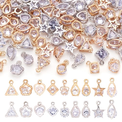 La Mejor Recopilación de Rombos de Colores comprados en linea. 49 Beadthoven 1 caja de 80 unidades de dijes colgantes con vidriante, de aleación de circonia cúbica, en 10 estilos, para hacer joyas, aretes, brazaletes, collares; color dorado y...