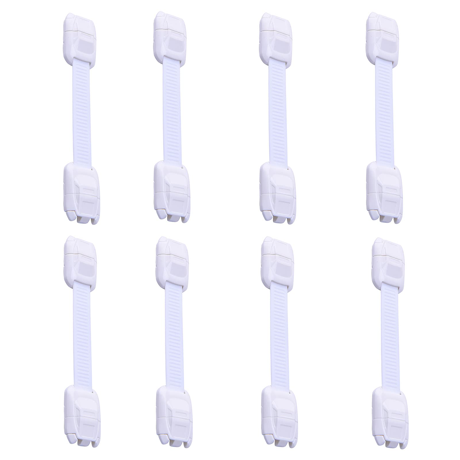 8 Pieces Safety Locks, Baby Safety Locks, Child Safety locks, Plastic Kids Safety Locks, Child Proofing Locks with 3M Adhesive for Cabinets, Cupboard, Drawers, Toilet Seat, Fridge, without Drilling