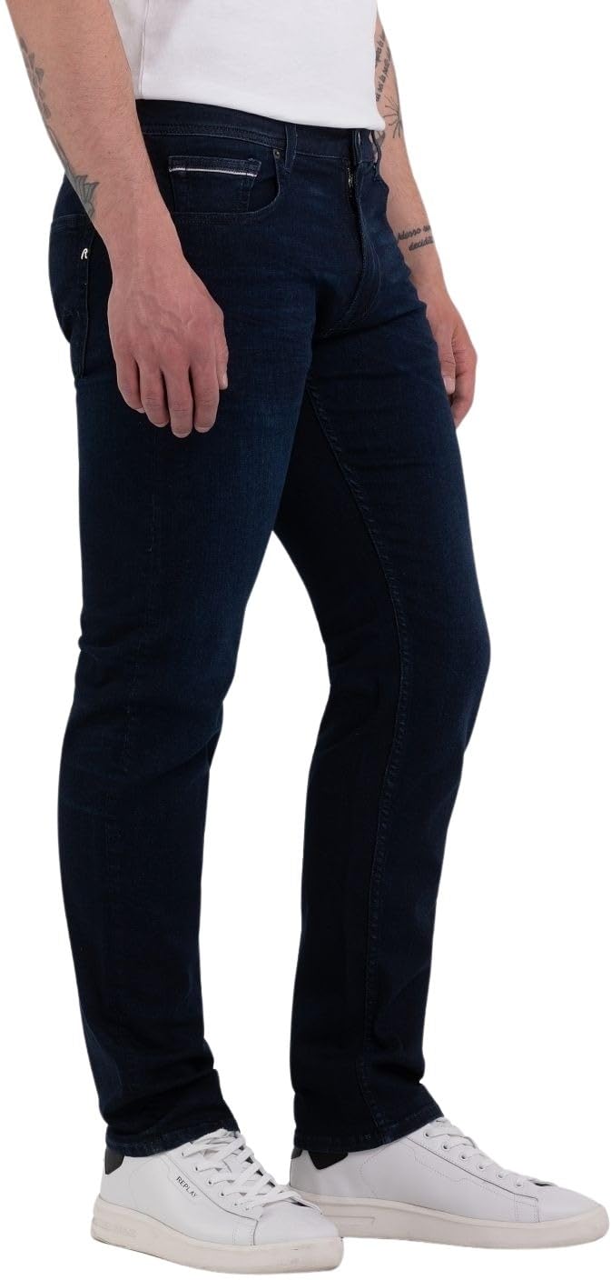 Replay Herren Jeans Grover Straight-Fit mit Power Stretch, Dark Blue 007 (Blau), 29W / 34L – Ansicht 2