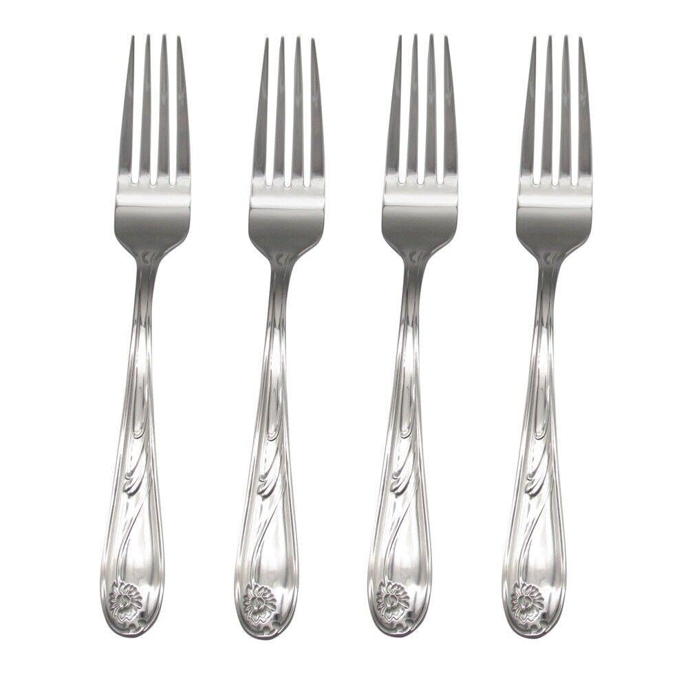 For Lenox Poppies on Blue 18/8 Stainless Steel Dinner Fork (Set of Four)