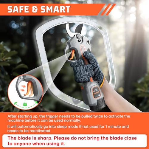 Image of Electric Pruning Shears for Gardening,Garden Shears Brushless Trimming Branch Cutter 0.5 Second Shear Speed 0.9-1.5 inchCutting Diameter,Pruning Shears with 6000 Cuts of 2 Rechargeable Battery