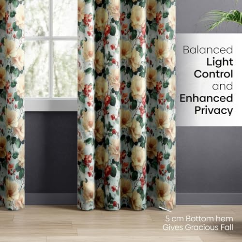 Image of haus & kinder Blackout Door Curtains 7 Feet Long Pack of 2 Door Curtains, 7 Feet Curtains for Door, 100% Room Darkening (Peony Garden, 114x213 CM)
