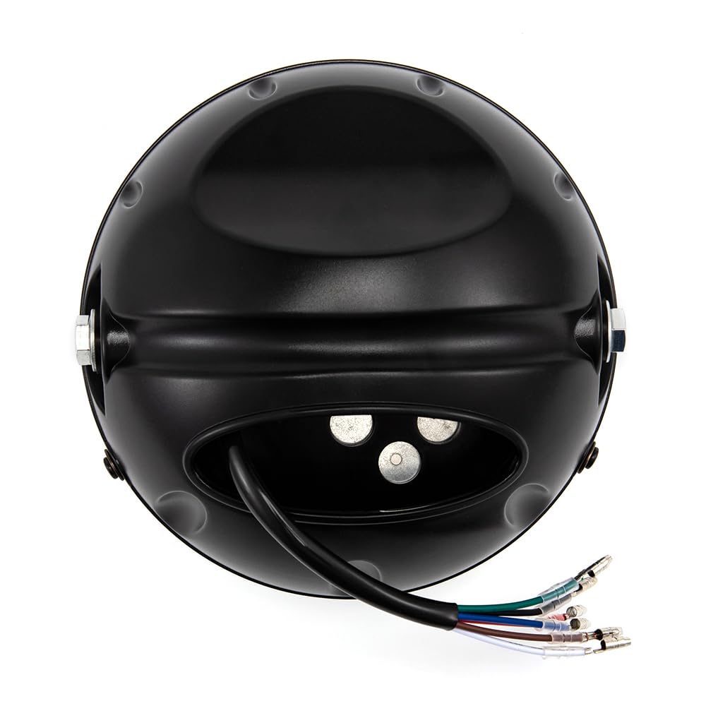 E9 Uniwersalna lampa przednia motocykla z oznaczeniem E, 17,2 cm, z uchwytem, światła do jazdy dziennej LED, okrągła lampa przednia motocykla dla Cafe Racers, Bobbers i Choppers (Styl 2)