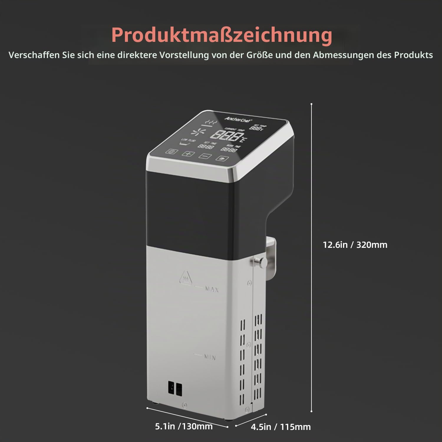 Sous Vide Maschine 1600W, IPX7 Wasserdicht, Kommerzieller Präzisionskocher, Schnelles Erhitzen, Timer, Genaue Temperaturkontrolle, Niedrigtemperaturgaren, Edelstahl, Leise, Platzsparend