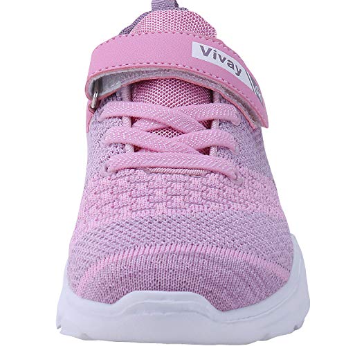 Vivay Girls Running Shoes Athletic Tennis Shoes for Kids Lightweight Sneakers for Big Kid (3c-Pink,Size 5 Big Kid)