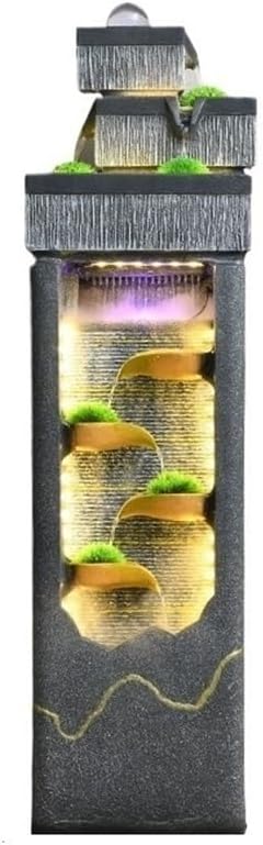Standing Waterfall Outdoor Fountain Garden with LED Lights Courtyard, Backyard, Deck Decoration Water Features Swimming Pool Porch Landscape Beautification Floor Fountain