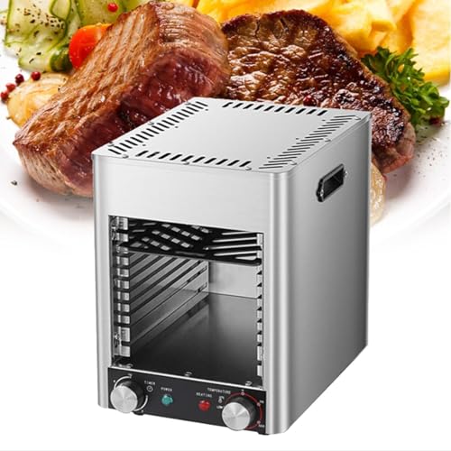 Parrilla eléctrica para bistec, máquina comercial para asar bistec de alta temperatura de 10 capas con temporizador, adecuada para bistec, pizza, pescado a la parrilla, verduras y frutas