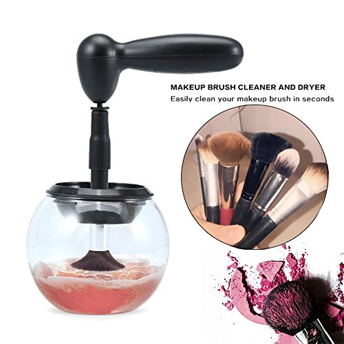Makeup Brush Cleaner,Fofashion Automatic Brush Cleaner Spinner, Completely Clean in Seconds and Dry in 360 Rotation with 8 Rubber Holders, Suit for All size Makeup Brushes