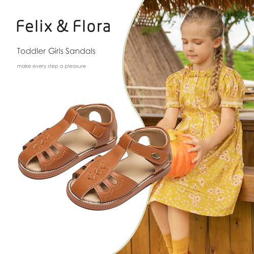 Image of Felix & Flora Toddler Girls Sandals Soft Rubber Princess Flat Shoes Flower Girl Shoes