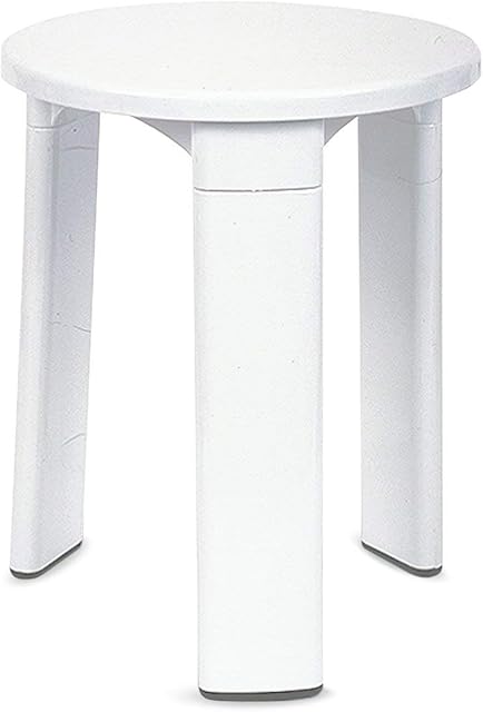 TATAY Round stool, with three legs, made of resistant plastic, easy to clean. White colour, glossy finish