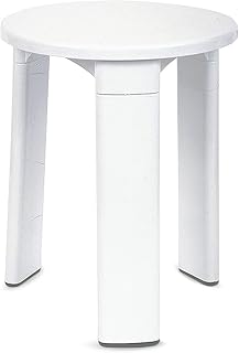 TATAY Round stool, with three legs, made of resistant plastic, easy to clean. White colour, glossy finish