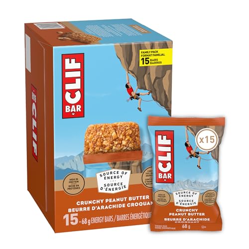 CLIF BAR Energy Bars, Crunchy Peanut Butter, Granola Bar, High in Protein, Contains 70% Organic Ingredients, 1.02 kg (Pack of 15)