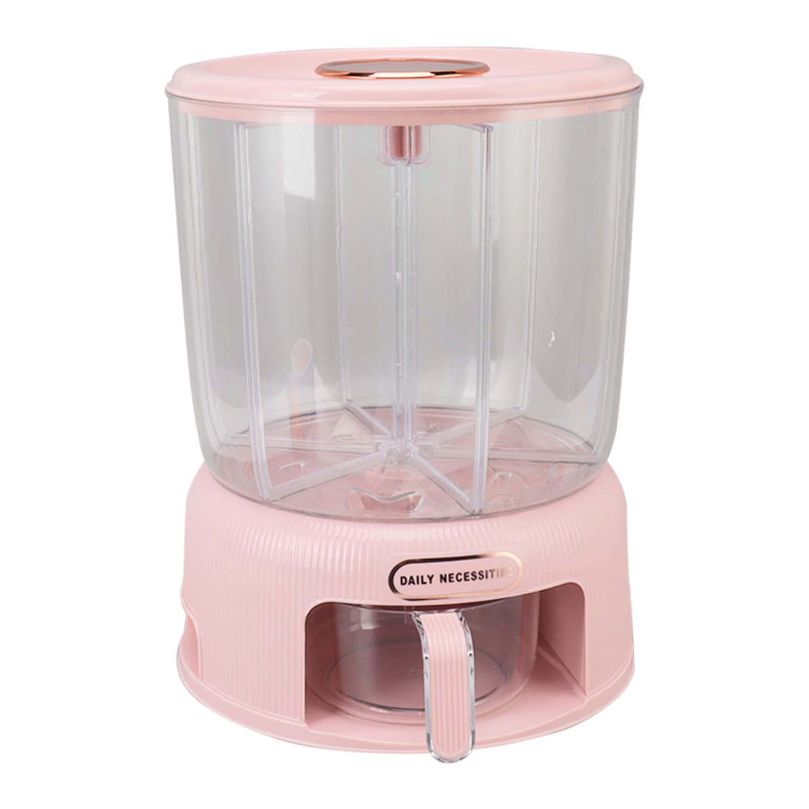 Grain Storage Organizer, Multi Grids Rice Bucket Rotation Rice Storage Dry Food Dispenser Grain Storage Box Rotating Grain Container for Home (Pink)