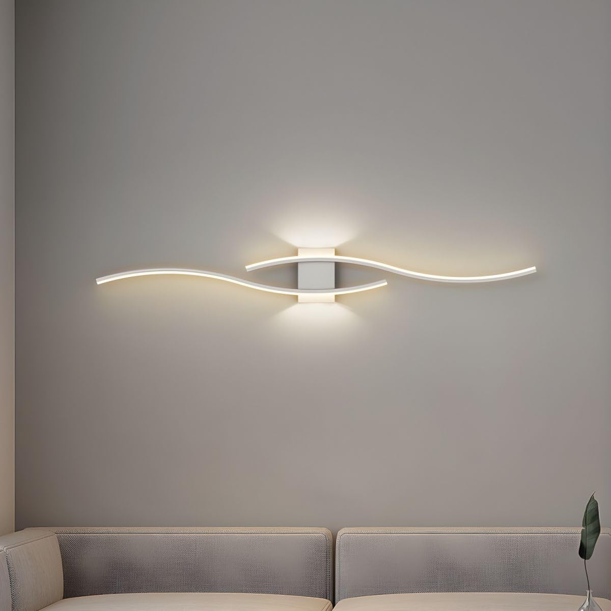 RUNNUP Modern LED Wall Light Fixtures Metal Wall Sconce Decorated Bedside Lamp Mounted Lighting Fixture for Bedroom Living Room, White Third Gear Dimming