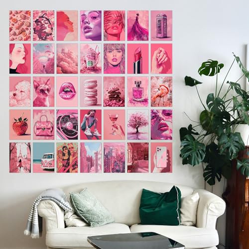 Image of Wallgasm Paper Pink Aesthetic Poster Set-Set Of 54, 4 X 6 Inches Wall Decor Poster-Posters For Bedroom, Living Room, Office|Aesthetic Room Decor Items